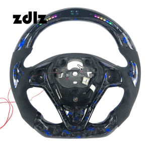 Volant <span class=keywords><strong>sport</strong></span> personnalisé en cuir suédé et fibre de carbone forgée avec LED bleues pour Ford <span class=keywords><strong>Fiesta</strong></span> ST <span class=keywords><strong>MK7</strong></span> 2009-2017 - Product Image 1
