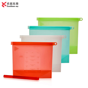 Food Grade Waterproof Preservation Vacuum Fresh Bags Reusable Airtight Sealing Silicone Zip Lock Food Storage Bag