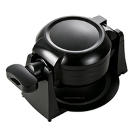 Gaufrier double rotatif noir à base stable, pour gaufres belges de 1 pouce d'épaisseur, à double couche, avec bouton de cuisson rapide, pour snacks et gaufres