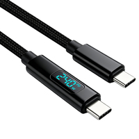 Câble tressé USB-C vers USB-C avec affichage LED, 240W PD, USB4 40 Gbps, 8K, toutes fonctions, avec indicateur de puissance pour station d'accueil