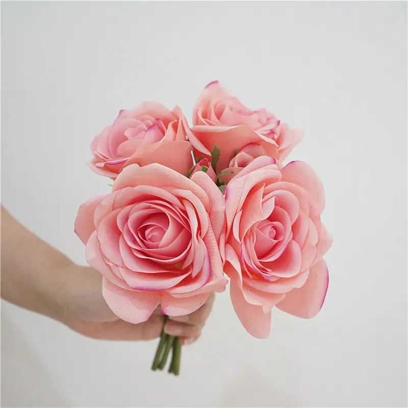 X013 New Trends Artificial Real Touch Feeling Rose Bouquet Flowers Home Decor Table Decoration Bridal Holding Corolla Rose
