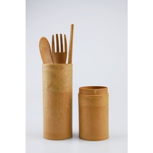 أدوات مائدة صديقة للبيئة قابلة لإعادة الاستخدام مصنوعة من ألياف الخشب، تشمل عيدان الطعام والملاعق والشوك مع حافظة، قابلة للتخصيص - Product Image 5