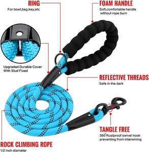 สายจูงสัตว์เลี้ยงแบบมีตะขอเกี่ยวสายจูงสุนัขไนลอนแบบถักสีสะท้อนแสงหลากสี - Product Image 2