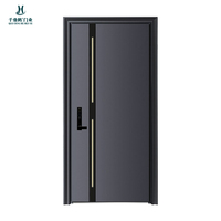 Porte d'entrée sur mesure pour hôtel-villa, moderne et minimaliste, en aluminium moulé, à simple battant, sécurisée, avec sculpture artistique européenne en aluminium