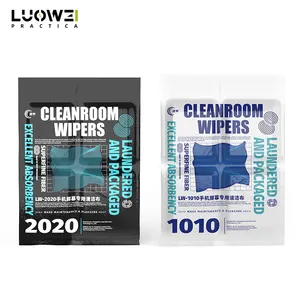 LUOWEI LW-1010 LW-2020 9x9 "클래스 100 폴리에스터 클린룸 와이퍼 ESD 먼지 없는 천 먼지 제거제 휴대 전화 LCD 스크린 안경