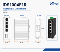 Switch Ethernet Industri 5 Port 100Mbps 4 RJ45 1 SFP Fiber Uplink DIN Rail Network Switch 12-57VDC IP30 untuk Otomasi Pabrik