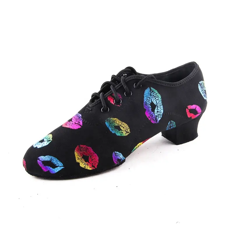 Zapatos de baile de salón estándar para mujer, zapatos de baile de fiesta  de práctica de salsa latina con punta cerrada, suela de goma (color