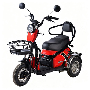 Tricycle électrique 1000W pour adultes, type carrosserie ouverte, couleur jaune et noir, design à 2 roues avec panier et porte-bagages arrière - Product Image 4