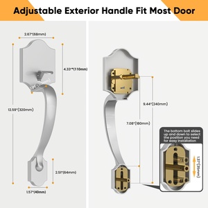 1/2/4 Ensembles de poignées de <span class=keywords><strong>porte</strong></span> d'entrée extérieures avec levier réversible pour portes à gauche et à droite, noir et argenté - Product Image 2