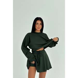 Ensemble de survêtement jupe-short Green Active Wear Torque, design personnalisé, respirant et grande taille, imprimé, saison hivernale avec logo - Product Image 2