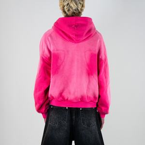 Sudadera con capucha corta de alta calidad 500 400Gsm estilo streetwear, de peso pesado, con efecto descolorido por el sol, teñido por pulverización, deshilachado y de felpa lavada - Product Image 4