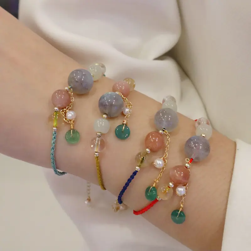 Bracelets en cristal de jade naturel avec breloque pour femmes perles de pierre de guérison faites à la main