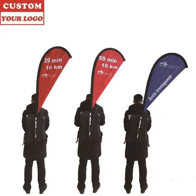 Bandeiras de mochila com design personalizado para uso fora de bandeiras pequenas com logotipo personalizado