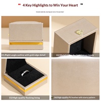 Boîte d'emballage de bijoux de luxe en carton rigide, couleur or crème, avec insert en velours, motif uni imprimé, élégante, en forme de couronne, pour la vente en gros