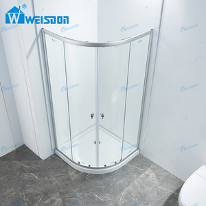 Weisdon Chrome khu vực khay Tempered Glass nhôm khung đôi cửa trượt tắm bao vây - Product Image 2