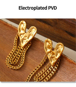 أقراط عصرية مطلية بالذهب عيار 18 من الفولاذ المقاوم للصدأ أقراط مرصعة بشراشيب كلاسيكية هندسية على شكل قلب قطع زمرد لهدايا حفلات الزفاف - Product Image 4