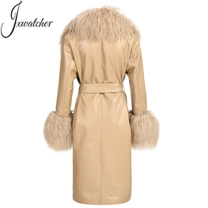 Ingrosso cappotto <span class=keywords><strong>in</strong></span> <span class=keywords><strong>vera</strong></span> <span class=keywords><strong>pelle</strong></span> di pecora a doppio petto collo di pelliccia mongolia autunno con risvolto <span class=keywords><strong>Trench</strong></span> <span class=keywords><strong>in</strong></span> <span class=keywords><strong>vera</strong></span> <span class=keywords><strong>pelle</strong></span> cappotti con pelliccia per le signore - Product Image 3