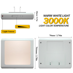 <b>LED</b> Mini Square <b>LED</b> Night <b>Light</b> Dusk to Dawn Sensor <b>Plug</b> <b>in</b> Wall Bedroom Baby Night <b>Light</b> - Product Image 2