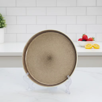 Service de table en céramique de luxe, 4 pièces, gris, glaçure réactive, vaisselle en grès pour hôtel, compatible micro-ondes, assiettes, bols, ensembles de vaisselle