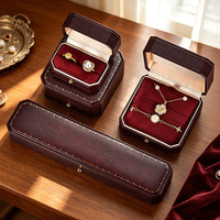 Boîte à bijoux vintage européenne, finition dorée, forme octogonale, pour bagues, colliers, bracelets, en cuir PU, doublée de velours, boîte à bijoux cadeau