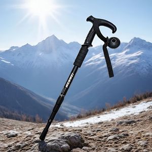 Bâtons de randonnée télescopiques réglables en acier pour la randonnée en plein air, équipement de montagne, bâtons de marche - Product Image 1
