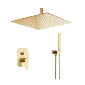 2022 Neueste europäische Design Badezimmer Hotel Gold Farbe Cooper Dusch mischer Messing Dusch armatur Set Golden Celling Regen dusche