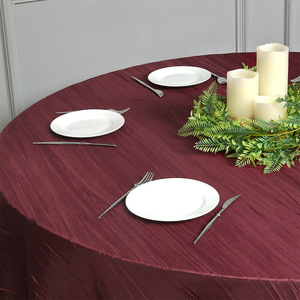 Noël bordeaux accordéon froissé nappes rondes Polyester fête vacances <span class=keywords><strong>Table</strong></span> à manger couverture lavable réutilisable décor à la maison - Product Image 3