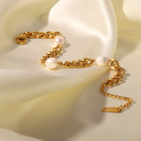 Bracelet à chaîne cubaine en acier inoxydable de 6mm, Bracelet de perles plaqué or pour femmes et filles, nouvelle mode 2023