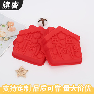 Christmas House Silicone Baking Mold Red Large Cake Chocolate Mold For Holiday Desserts - Product Image 3