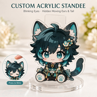 CNAWO Knipperende Ogen Acryl Standee met Beweegbare Oren & Staart Aangepaste Tweelaagse Karakterdisplay voor Artiesten Merchandise