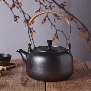 High-<b>Temperature</b> Resistant Black Clay Ceramic Teapot Health Tea Brewing Kettle Water Boiling Kettle GY Ceramic Teapot Handle - Product Image 3