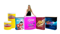 Stand promotionnel pliable portable, bureau de consultation circulaire pour exposition, table publicitaire mobile ovale