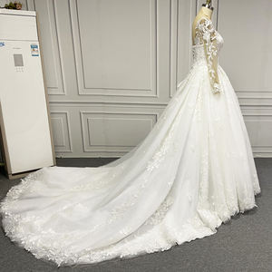 Robe de bal de luxe blanche, robe de mariée russe, manches longues, Alibaba, robes de mariée en dentelle, 20223 - Product Image 3