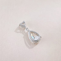 Pendentif en or blanc 18 carats avec diamant de laboratoire en forme de poire à deux couches, cadeau romantique pour anniversaire ou fiançailles, bijoux fins pour femmes