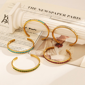 Pulseras de cristal para mujer, brazalete chapado en oro con diamantes de imitación, joyería de uso diario YB8 - Product Image 2