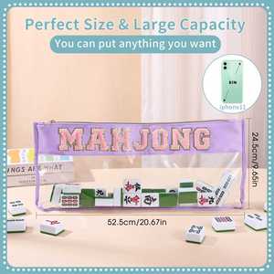 Nueva Bolsa de Mahjong Moderna y Elegante con Letras Bordadas, Diseño de Lujo, Material de PVC Duradero, Transpirable e Impermeable - Product Image 4