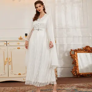 Yibaoli new design 2023 muslim lace dubai evening dresses abaya long sleeve
