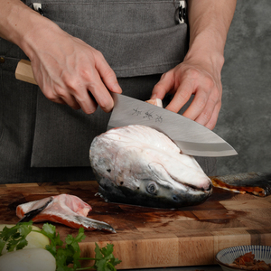 Di alta qualità Aogami blu carta 2 acciaio puro fatto a mano testa di pesce taglio coltelli da cuoco testa di pesce coltello - Product Image 3