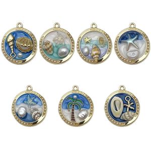 Yaz plaj tema emaye Ally <span class=keywords><strong>Charms</strong></span> kolye kadın bilezik kolye DIY takı yapımı için uğurlu takı malzemeleri, 28x25mm - Product Image 1