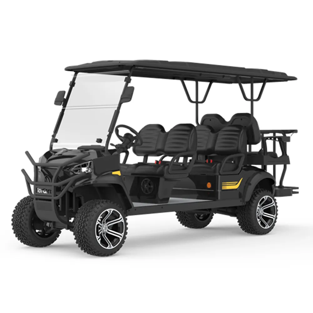 Conception personnalisée moderne populaire nouveau style L4 + 2 6 sièges chariot de golf batterie au lithium chariot de golf électrique soulevé avec écran LCD