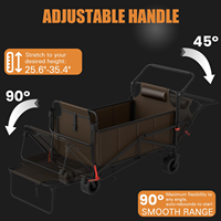 Chariot utilitaire d'extérieur moderne en alliage d'aluminium à 4 roues pour le camping, la plage et le shopping - Chariot pliant avec siège-banc et laisse pour chien, robuste