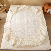 Couvre-lit en polyester imperméable de couleur unie protège-matelas drap-housse pour ensemble de literie style uni