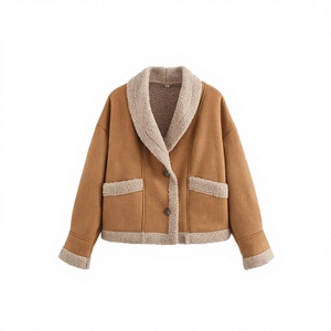 Abrigo de Mujer Grueso de Lana No Tejida para Otoño/Invierno, Impermeable, Transpirable, con Ribete de Piel y Corte Holgado - Product Image 1