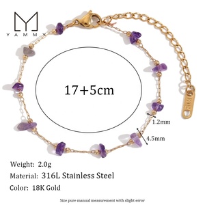 Collar de cristal de moda para mujer, joyería de oro, cadena de Rosario de piedra de gemas naturales, gargantillas colgantes de pepita facetadas de acero inoxidable - Product Image 6