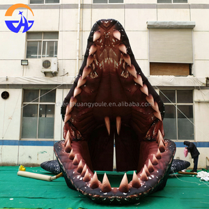 อุโมงค์เป่าลมรูปปากฉลามขนาดใหญ่แบบกำหนดเอง ตกแต่งงานธีมหัวฉลามสุดหลอน พร้อมเครื่องเป่าลม ทำจากผ้า Oxford - Product Image 3