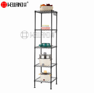 Venta al por mayor de artículos para el hogar, estantería de alambre de 5 niveles, organizadores de almacenamiento de cocina verticales multifuncionales, estante cuadrado cromado - Product Image 4