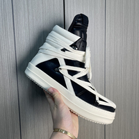 Nouvelle Arrivée 38-46 Baskets montantes à lacets uniques Hambo, design multi-lacets spécial, en cuir, style bottes décontractées