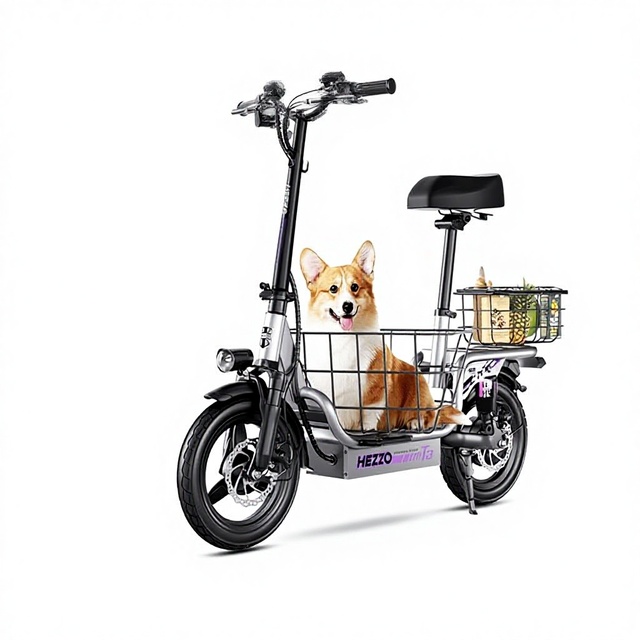 HEZZO Foldable Electric Scooter 48V 15Ah Lithium Battery 35km+ Range 18km/h+ Max Speed Rear Hub Motor Carbon Steel Frame