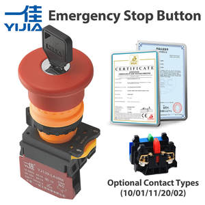Botón <span class=keywords><strong>de</strong></span> <span class=keywords><strong>Emergencia</strong></span> con Bloqueo <span class=keywords><strong>de</strong></span> Llave LA38M-ZSY <span class=keywords><strong>de</strong></span> 22 mm, Cabeza Roja, 10 A, 2NC 1NC, Bloqueo <span class=keywords><strong>de</strong></span> Seguridad para Evitar Operaciones Erróneas, Parada <span class=keywords><strong>de</strong></span> Equipos - Product Image 1