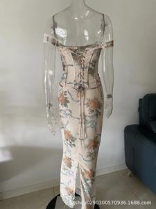 Женское винтажное платье макси с открытыми плечами и открытой спиной - Product Image 6